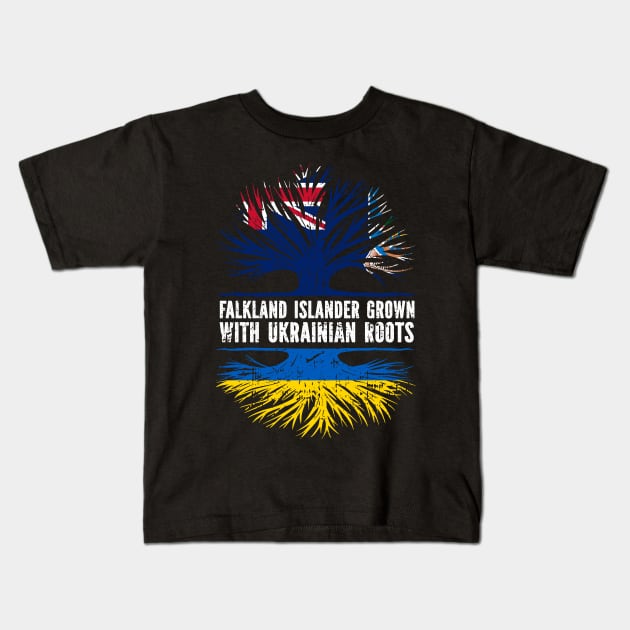 Falkland Islander Grown with Ukrainian Roots Flag Kids T-Shirt by silvercoin